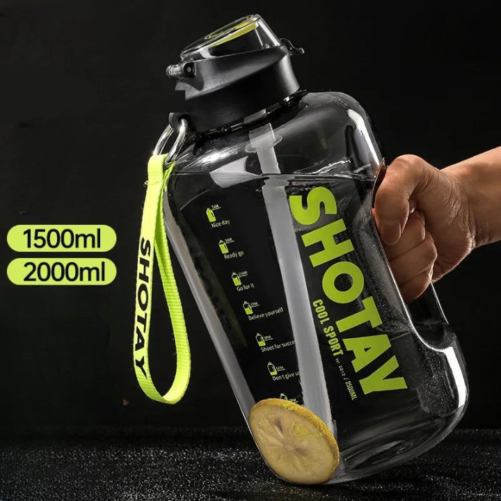 2L Water Bottle with Straw for Sports